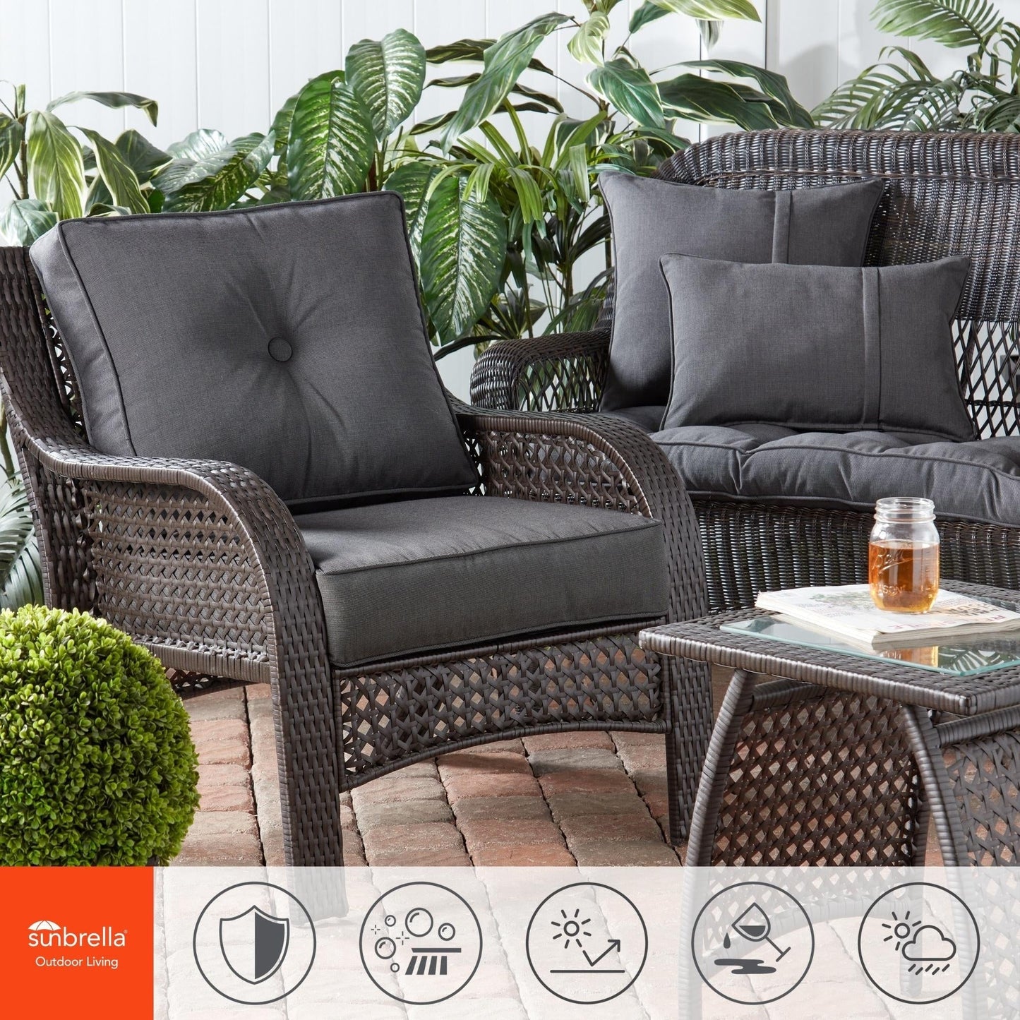 Sunbrella 2-Piece Premium Deep Seat Outdoor Cushion Set