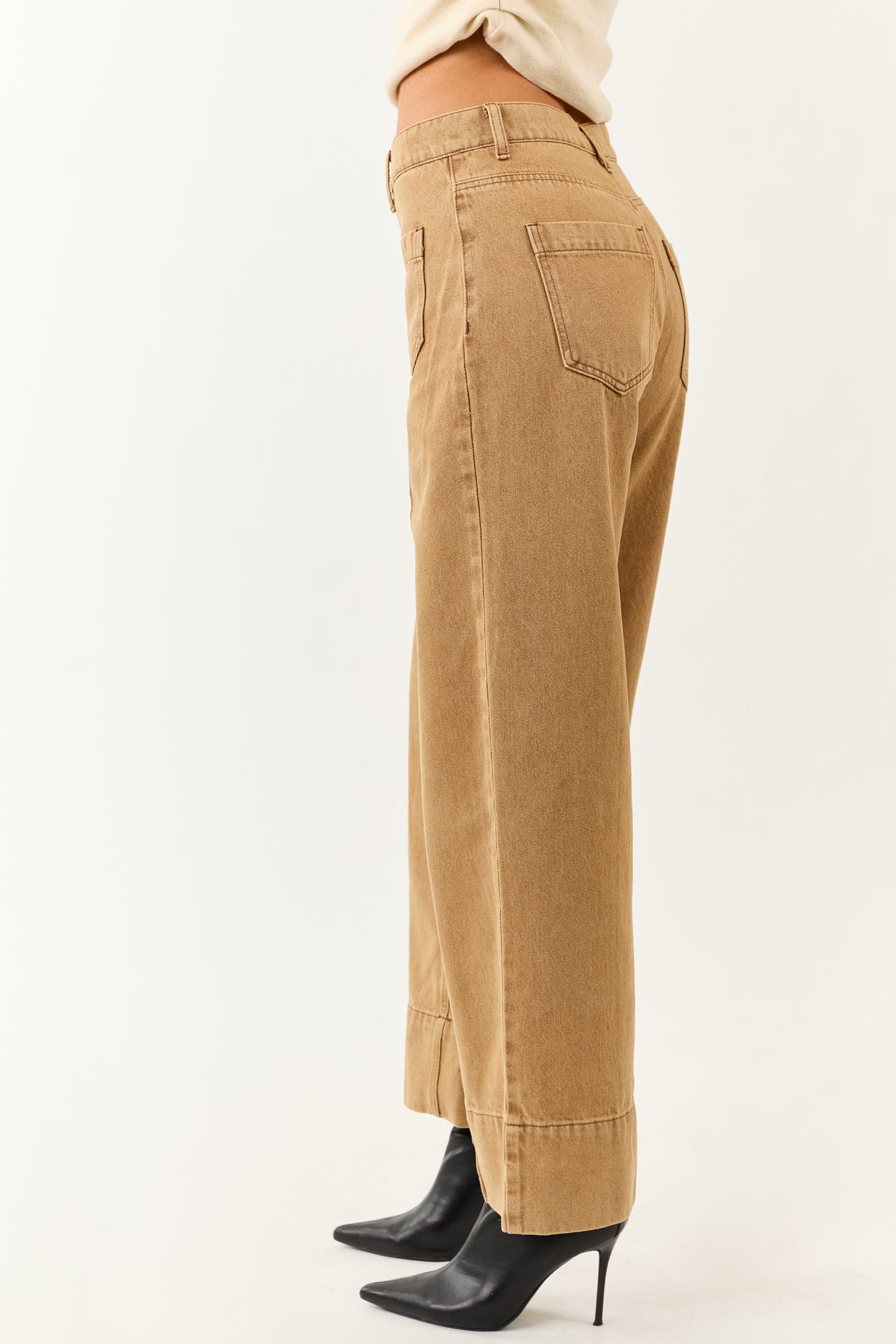 Entro Brown Sugar High Rise Straight Leg Denim Pants