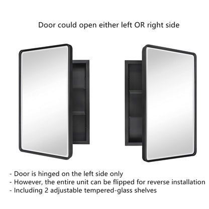 TEHOME Farmhouse Recessed Metal Bathroom Medicine Cabinets with Mirror