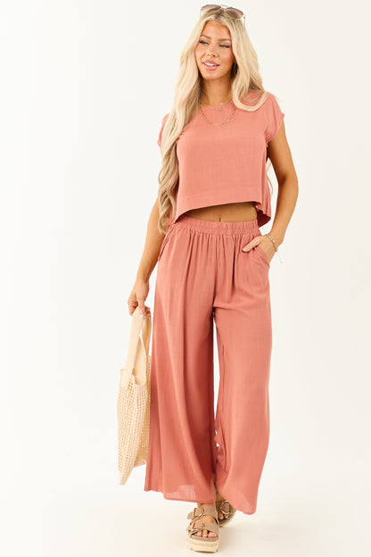 Ginger Flowy Cap Sleeve Top and Pants Set