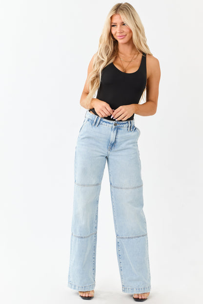 Hidden Light Wash High Rise Relaxed Straight Jeans