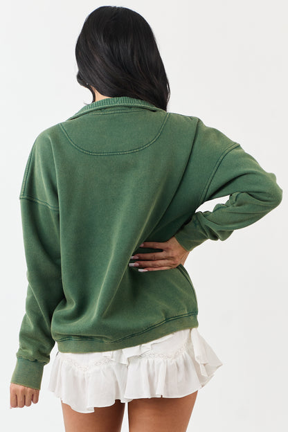 Hunter Green Washed French Terry Sweatshirt