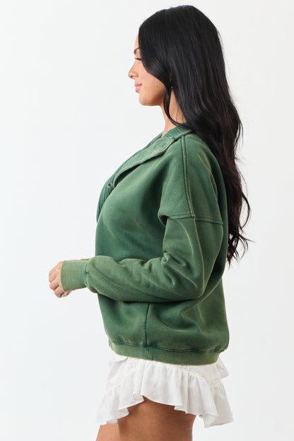 Hunter Green Washed French Terry Sweatshirt