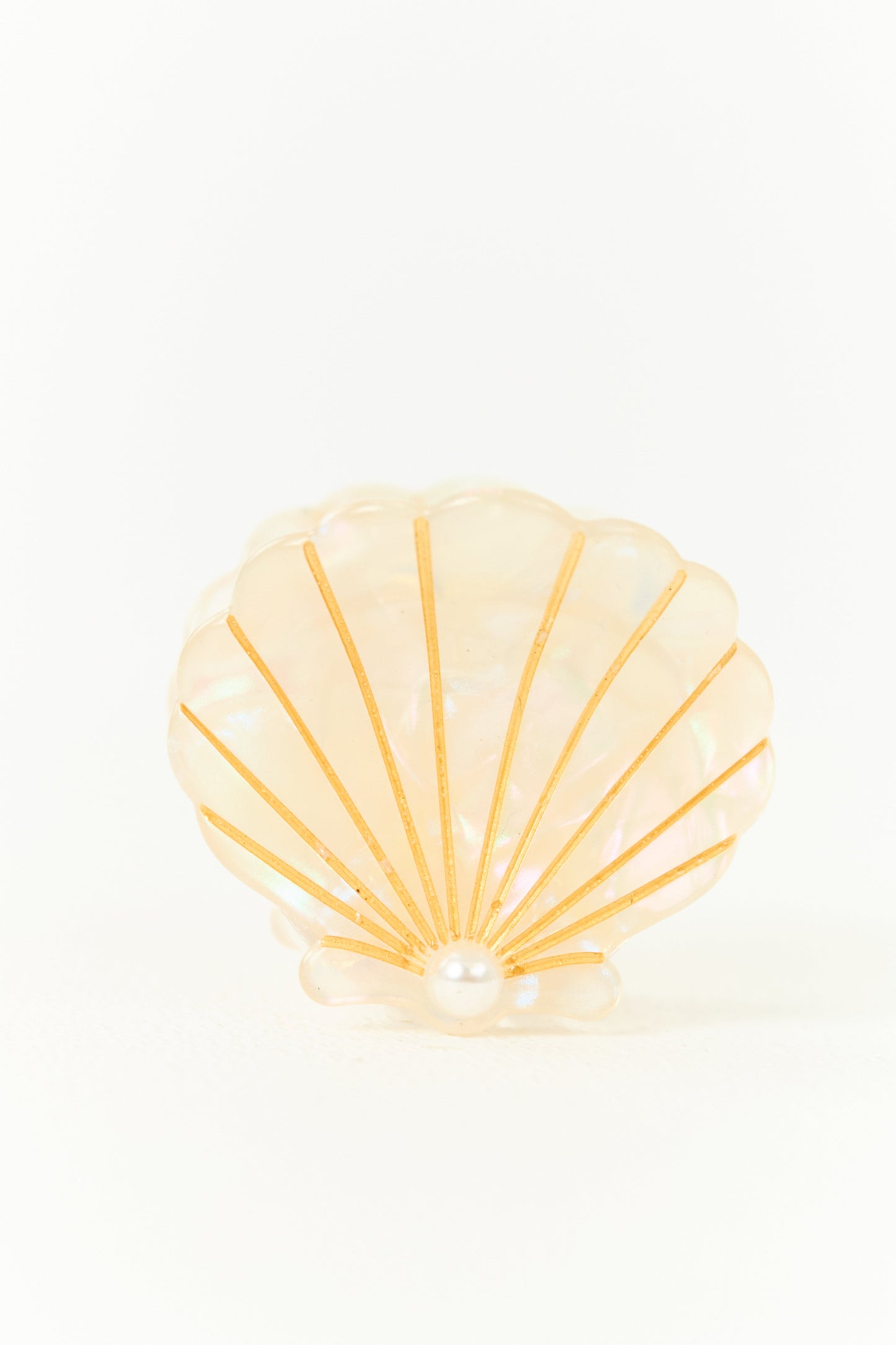 Iridescent Ivory Pearl Detail Seashell Claw Hair Clip