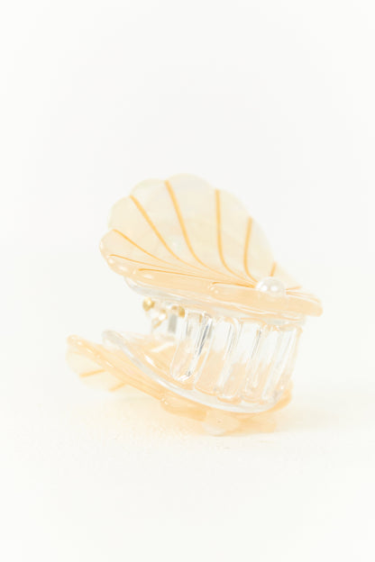 Iridescent Ivory Pearl Detail Seashell Claw Hair Clip