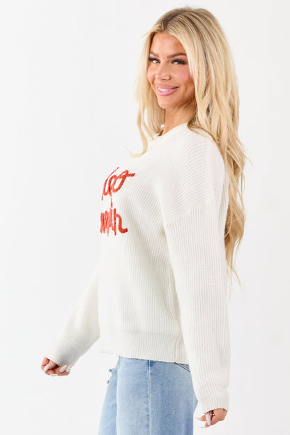 Ivory 'Hello Pumpkin' Yarn Embroidery Sweater