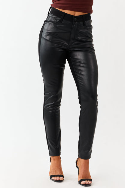 Judy Blue Black Faux Leather Denim Skinny Jeans