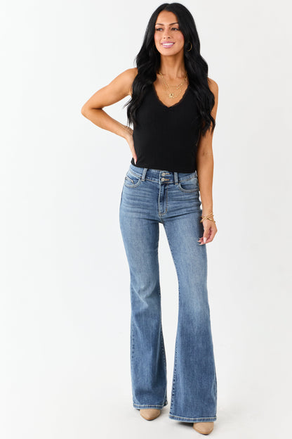 Judy Blue Medium Double Button Stretchy Flare Jeans