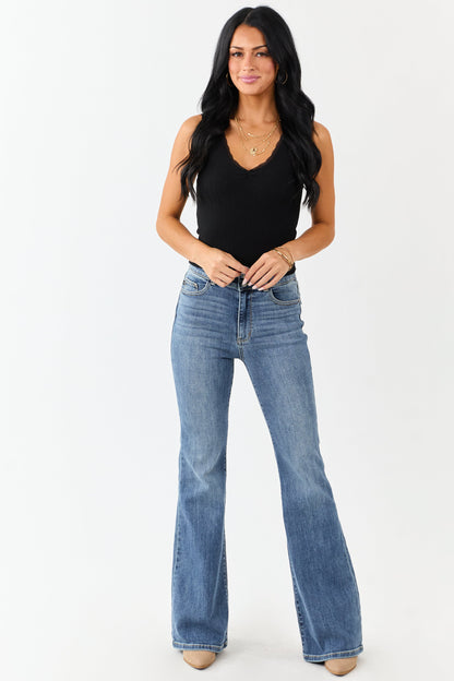 Judy Blue Medium Double Button Stretchy Flare Jeans