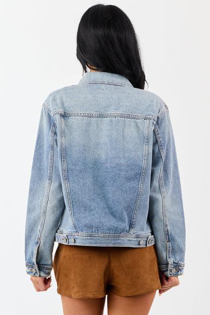 Judy Blue Medium Wash Button Up Denim Jacket