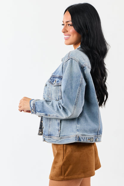 Judy Blue Medium Wash Button Up Denim Jacket