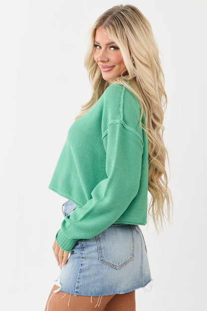 Kelly Green Long Sleeve Relaxed Knit Sweater