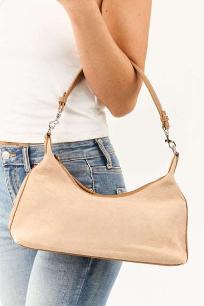 Latte Soft Faux Suede Classic Handbag
