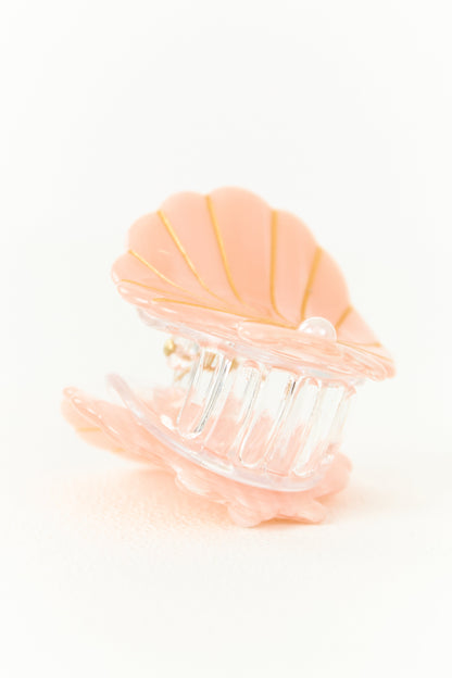 Light Coral Pearl Detail Seashell Claw Hair Clip