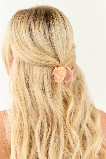 Light Coral Pearl Detail Seashell Claw Hair Clip