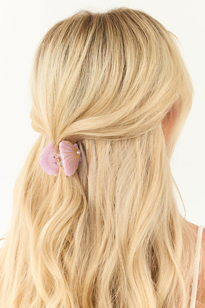 Light Mauve Pearl Detail Seashell Claw Hair Clip
