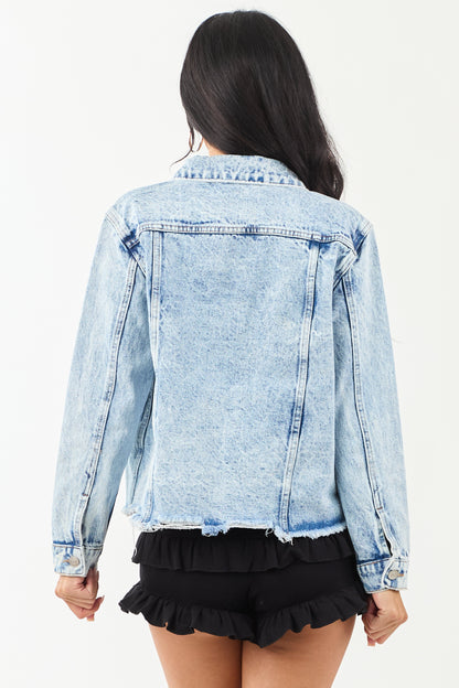 Mica Denim Light Acid Wash Button Down Jacket