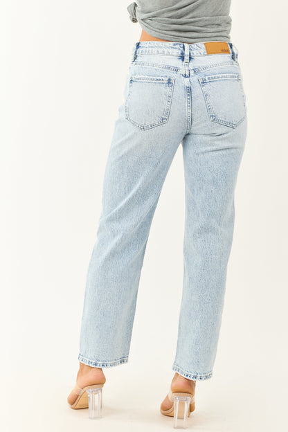 Mica Denim Light Acid Wash High Rise Straight Leg Jeans