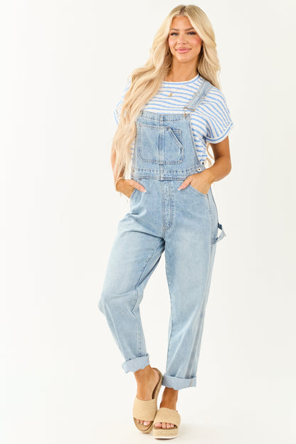 Mica Denim Light Wash Utility Straight Leg Overalls