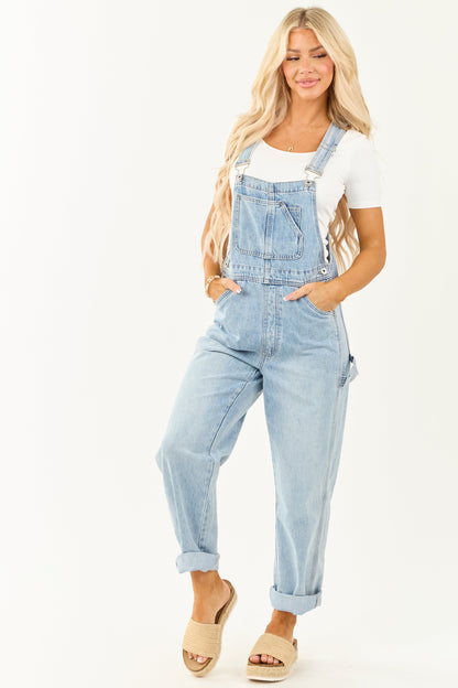 Mica Denim Light Wash Utility Straight Leg Overalls