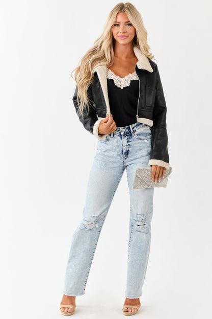 Mica Denim Rhinestone Stretchy Straight Jeans