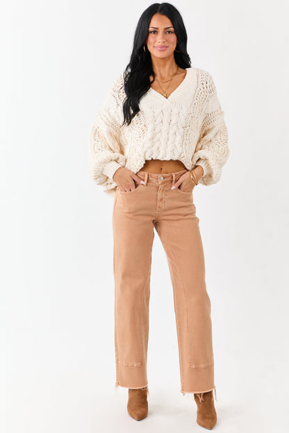 Mica Denim Sandstone Washed Stretchy Straight Jeans