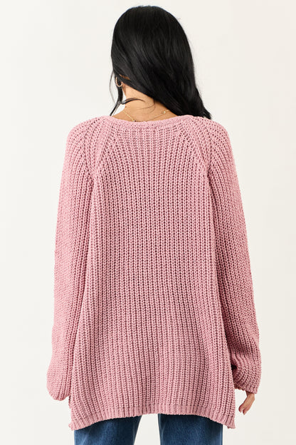 POL Baby Pink Open Front Soft Knit Cardigan