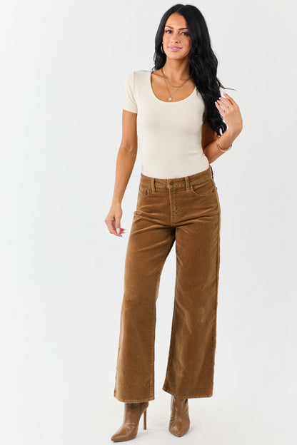 Peanut Corduroy Wide Leg High Rise Pants