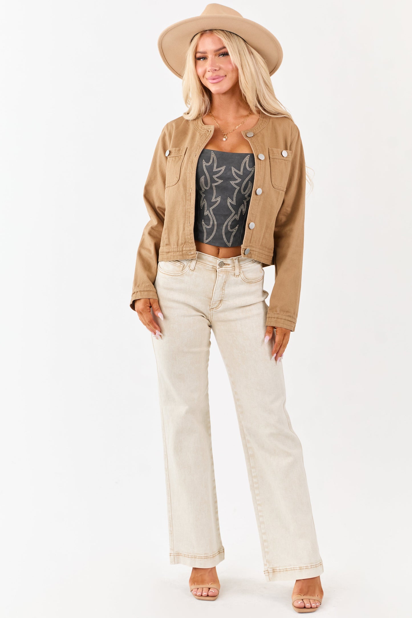 Peanut Twill Denim Button Down Jacket