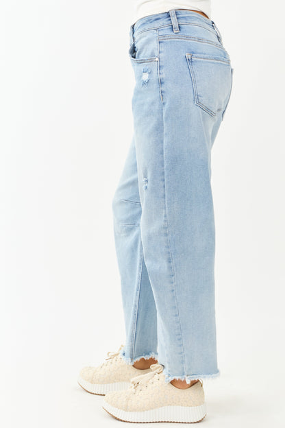 Risen Light Wash High Rise Stretchy Barrel Jeans