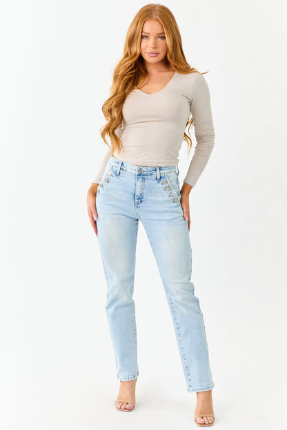 Saige Light Tummy Control Stretchy Straight Jeans