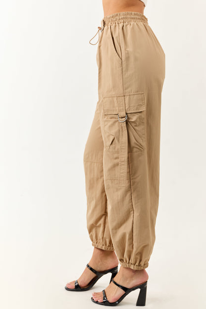 Sand Drawstring Waistband Cargo Jogger Pants