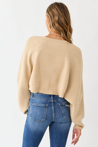 Sand Rib Knit Dolman Sleeve Bolero Shrug Crop Cardigan