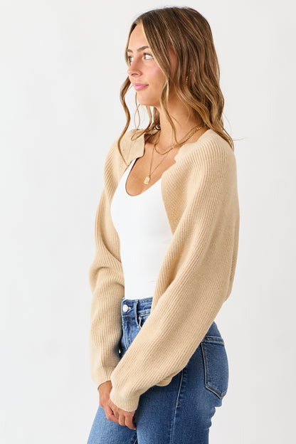 Sand Rib Knit Dolman Sleeve Bolero Shrug Crop Cardigan