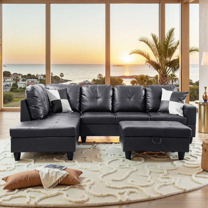 Semi PU Synthetic Leather 3-Piece Couch Living Room Sofa Set