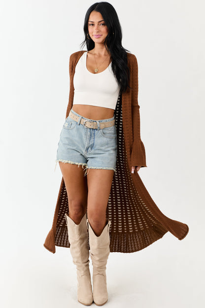 Sepia Button Down Long Sleeve Duster Cardigan