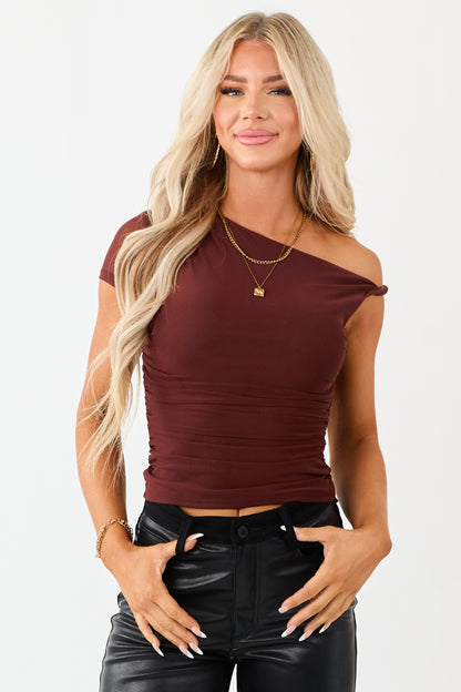 Sienna One Shoulder Asymmetrical Mesh Top