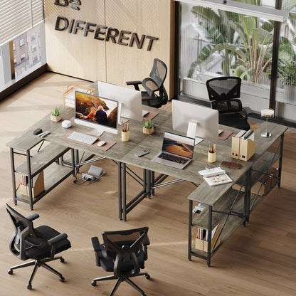 Small L Shaped Desk with Storage Shelves Corner Computer Desk