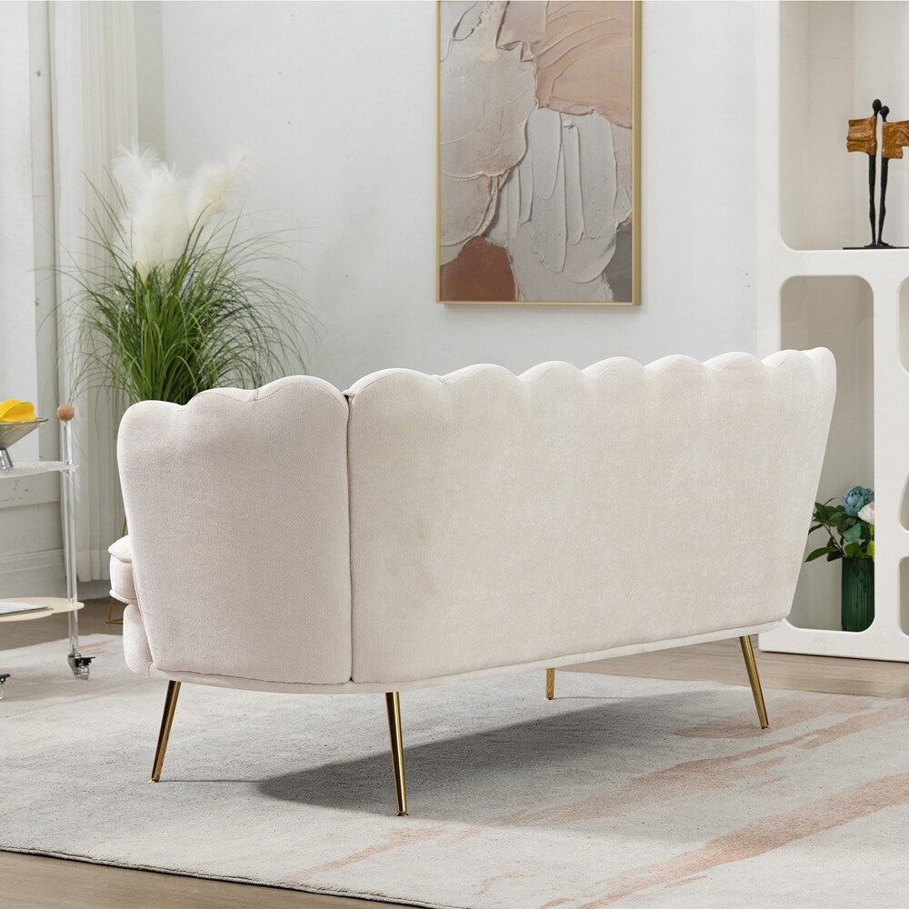 Small Mini Room Couch Two-Seater Sofa with Gold Metal Leg - 2 Seat
