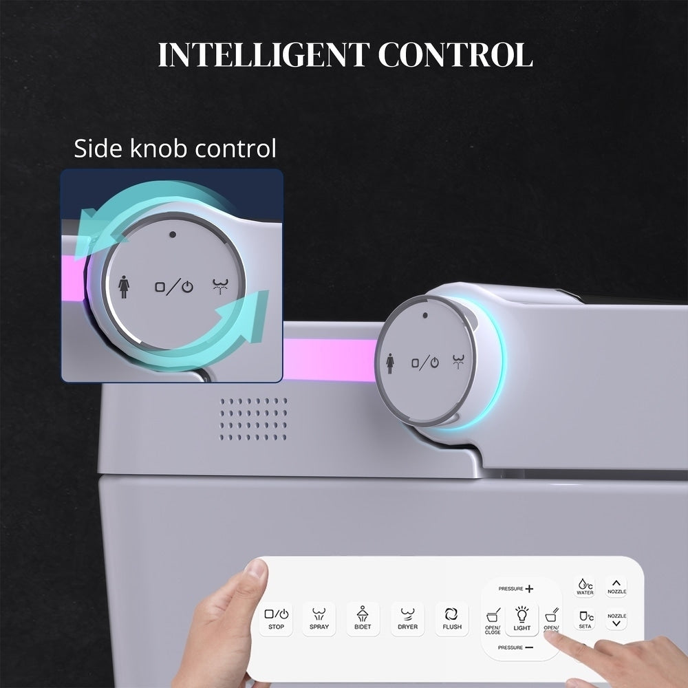 Smart Toilet, One Piece Bidet Toilet for Bathrooms,Modern Elongated Toilet with Warm Water,Dual Auto Flush,Foot Sensor Operation