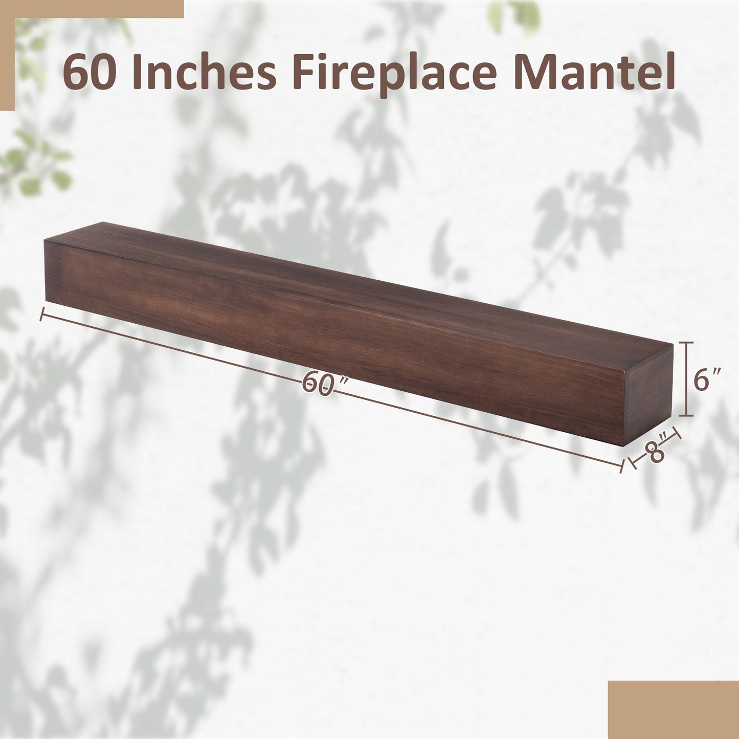 Solid Pine Wall Mounted Fireplace Mantel Floating Shelf
