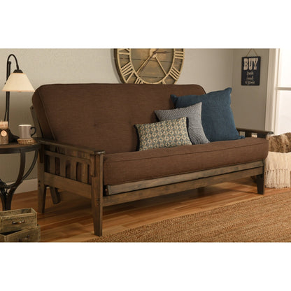 Somette Tucson Full-size Rustic Walnut Futon Set with Mattress