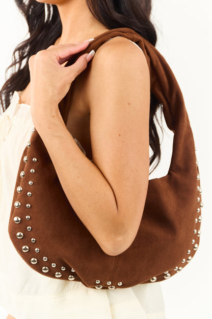 Spice Faux Suede Metallic Studded Handbag