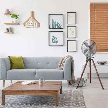Star Fans Star Tripod 16-inch Stand Fan with Wooden Legs