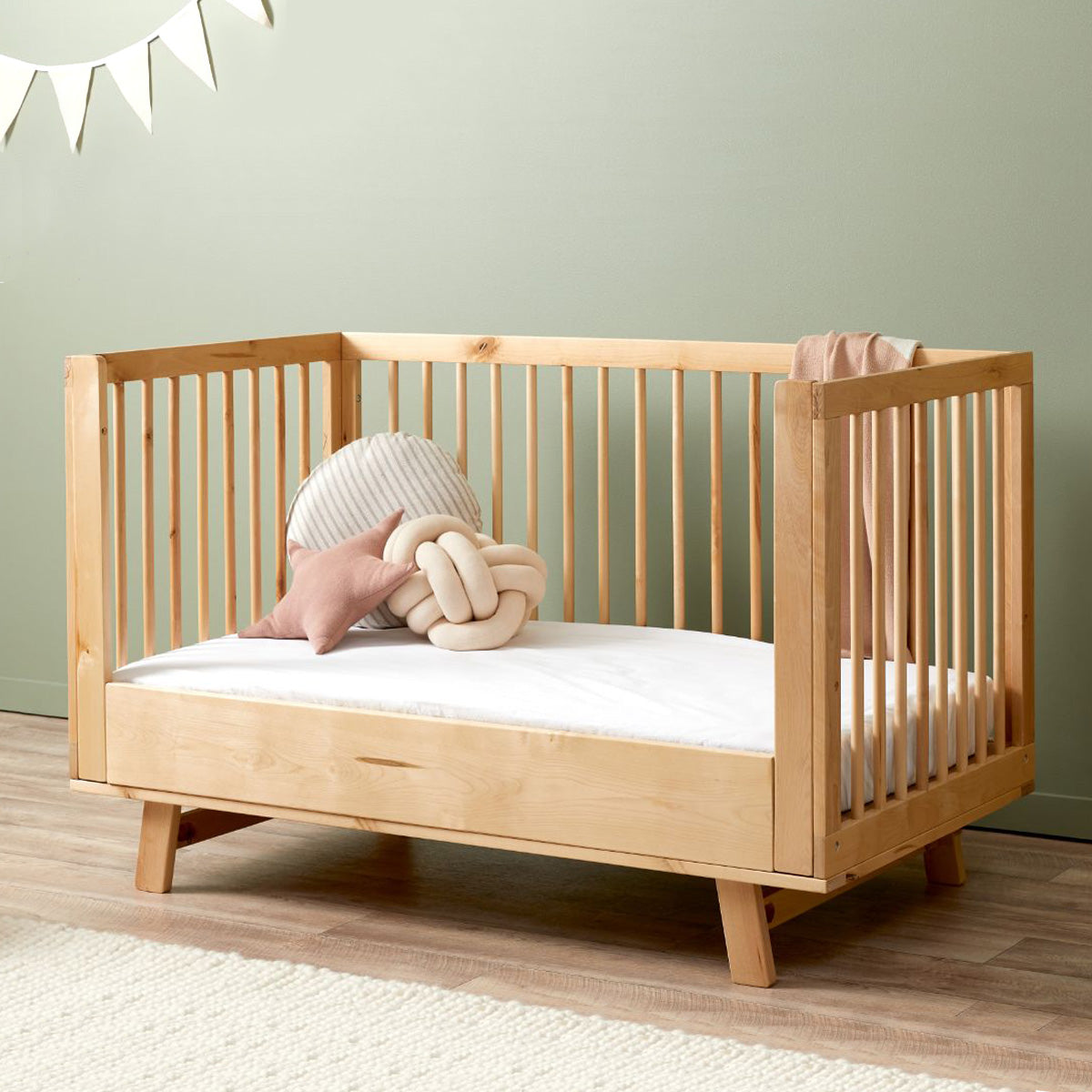 Aspen Cot Toddler Bed Conversion - Natural Birch