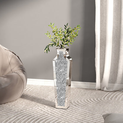 Tall Crushed Diamond Floor Vase