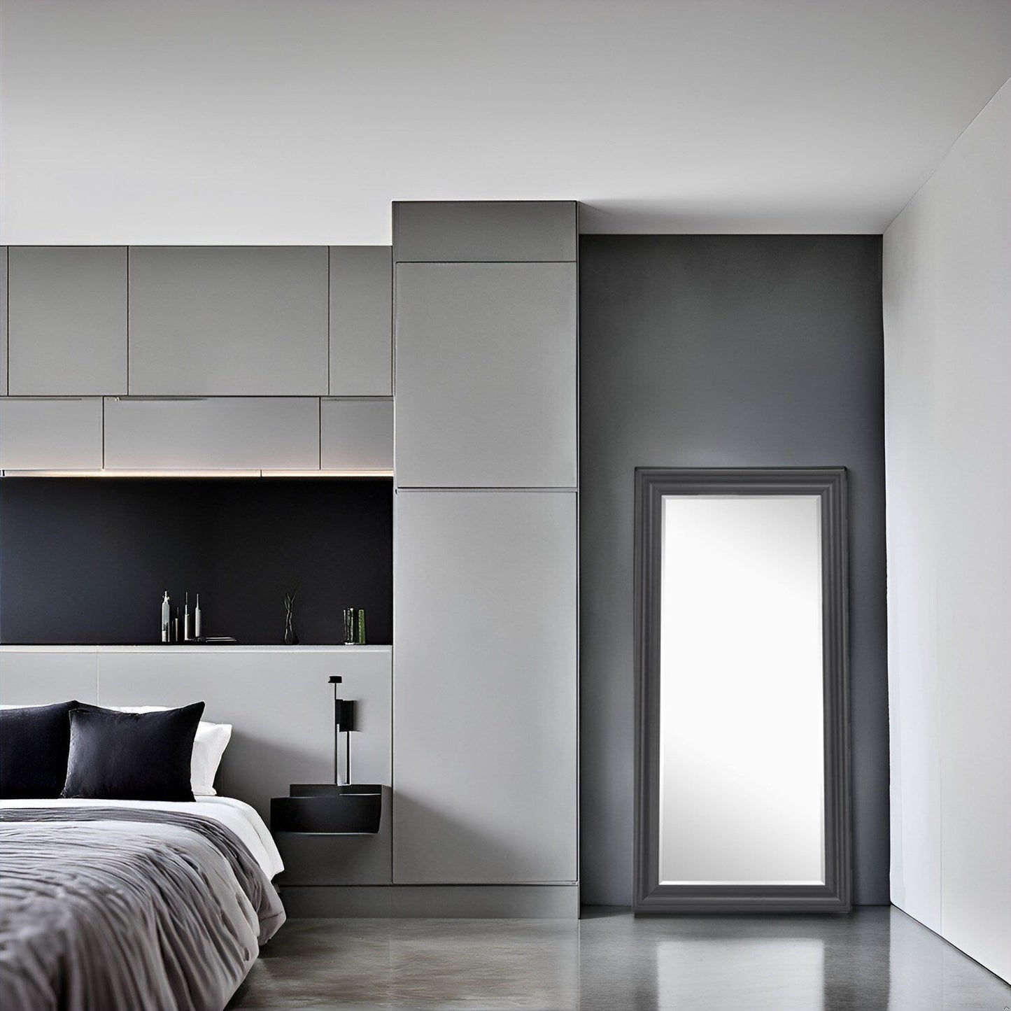 Tall Mirror Full Body Oversized Mirror Smooth Faux Wood Frame Rectangle Wall Mounted Hanging Mirror