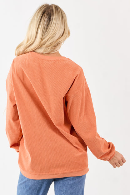 Tangerine 'Hello Pumpkin' Graphic Corduroy Sweatshirt