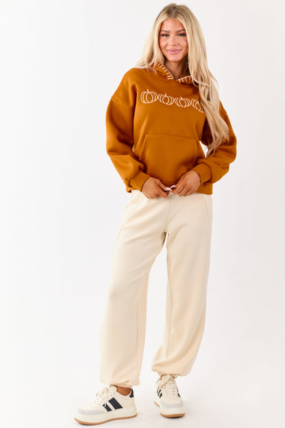 Tawny Pumpkin Graphic Relaxed Fleece Hoodie