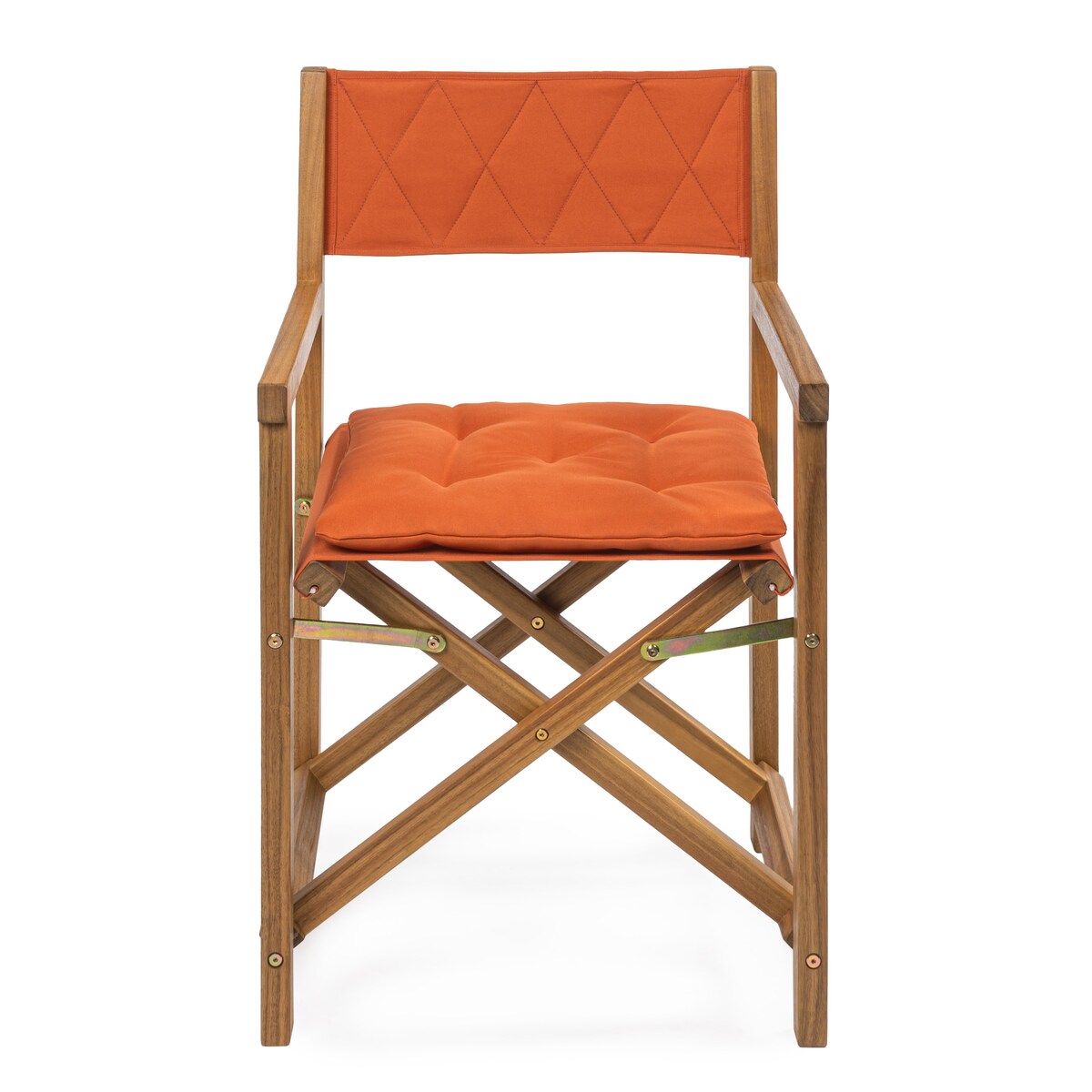 Theo Classic Mid-Century Outdoor Acacia Wood Foldable Diamond-Quilted Back Director Chair with Cushion, (Set of 2) by JONATHAN Y